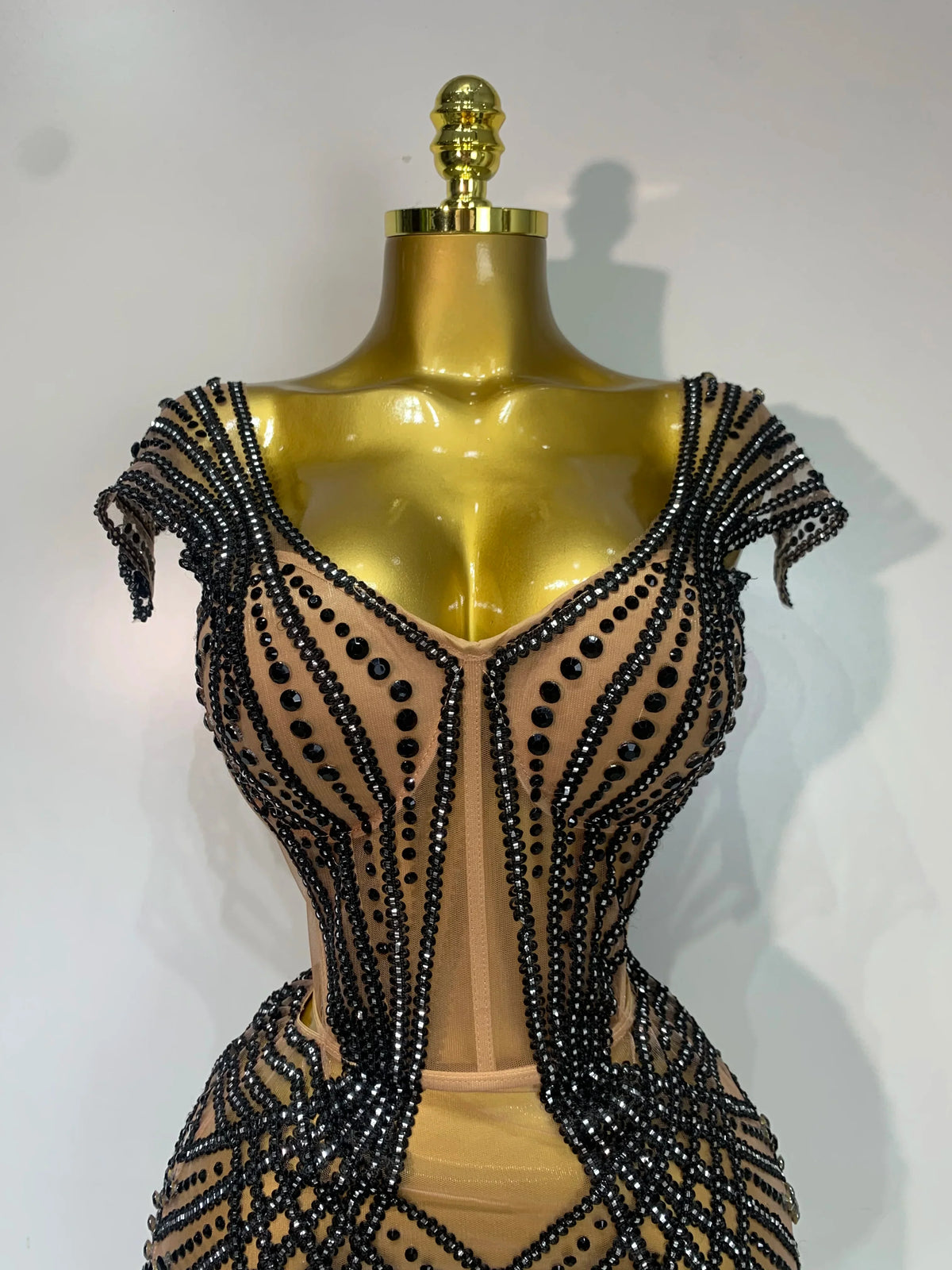 Rhinestone Mesh Strapless Festival Mini Dress