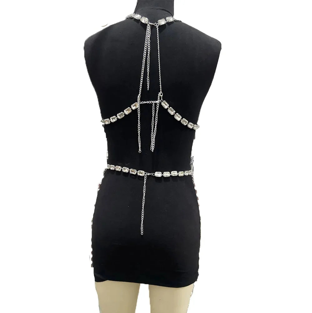 Crystal Tassel Body Chain Mini Dress