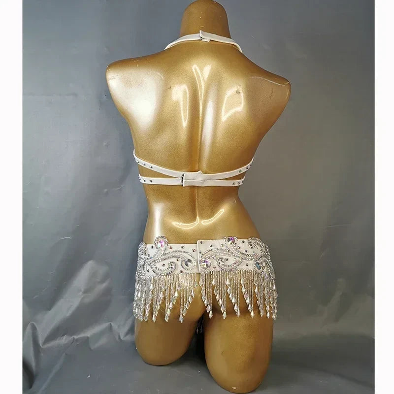 Beaded Crystal Bra & Belt Set
