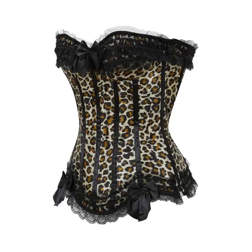 Leopard Satin Overbust Corset