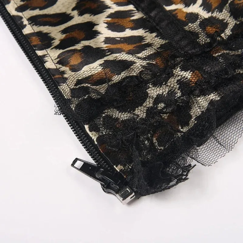 Leopard Satin Overbust Corset