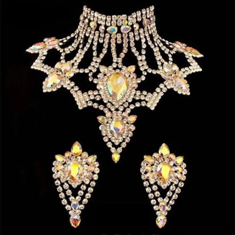 Oversized Gemstone Necklace & Earrings Set