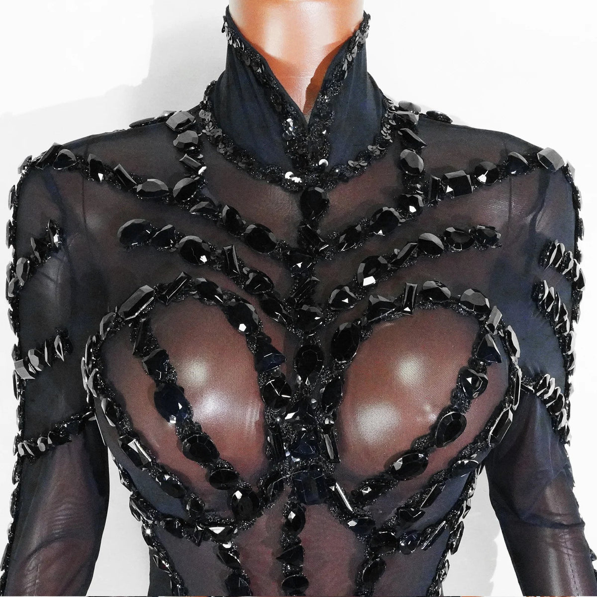 Rhinestone Mesh Festival Jumpsuit Set