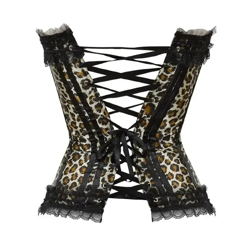 Leopard Satin Overbust Corset