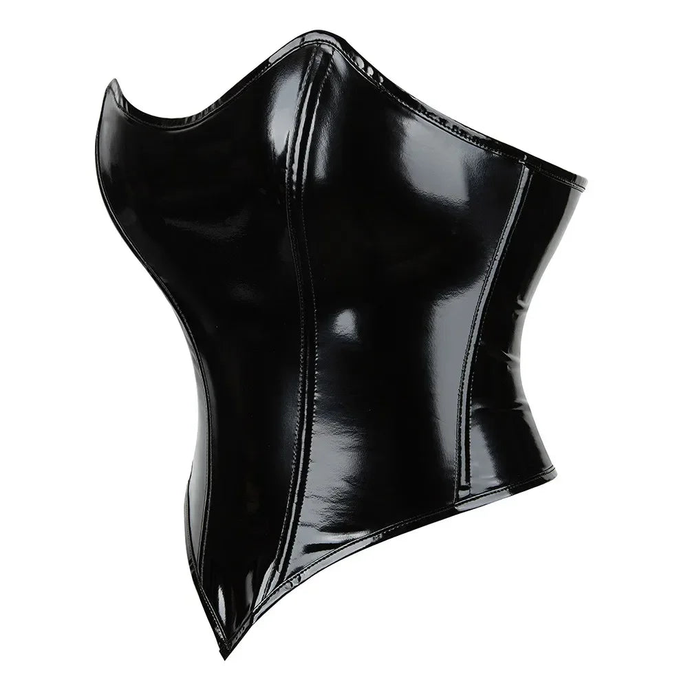 Glossy Faux Leather Corset Top