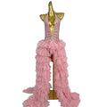 Pink Rhinestone Ruffle Statement Gown