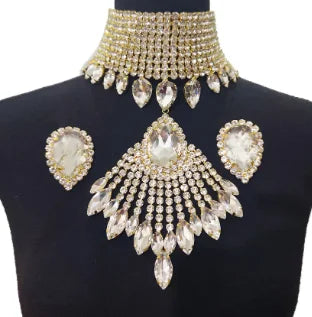 Crystal Tassel Choker & Earrings Set