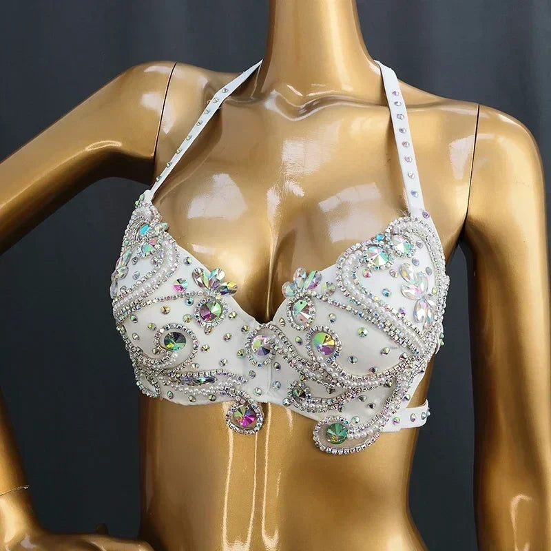 Beaded Crystal Bra & Belt Set