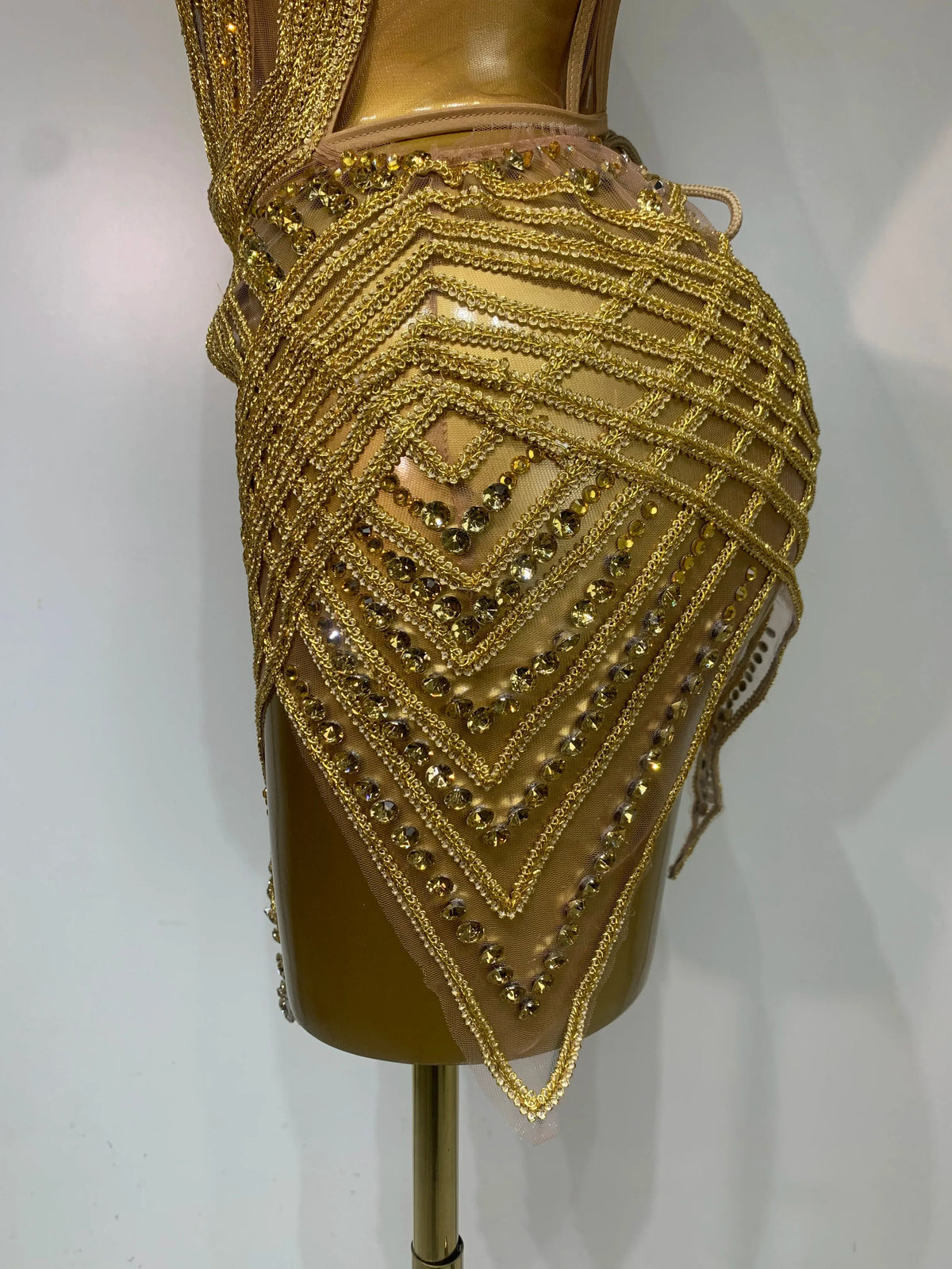 Rhinestone Mesh Strapless Festival Mini Dress