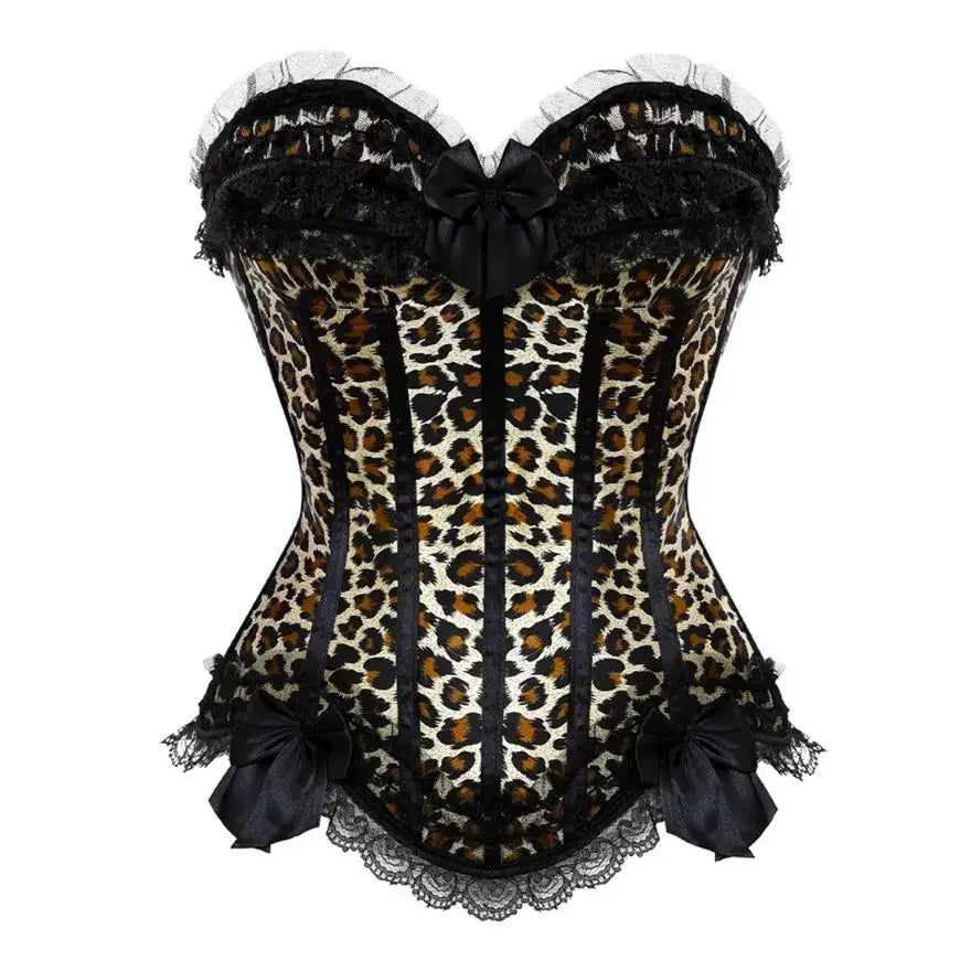 Leopard Satin Overbust Corset