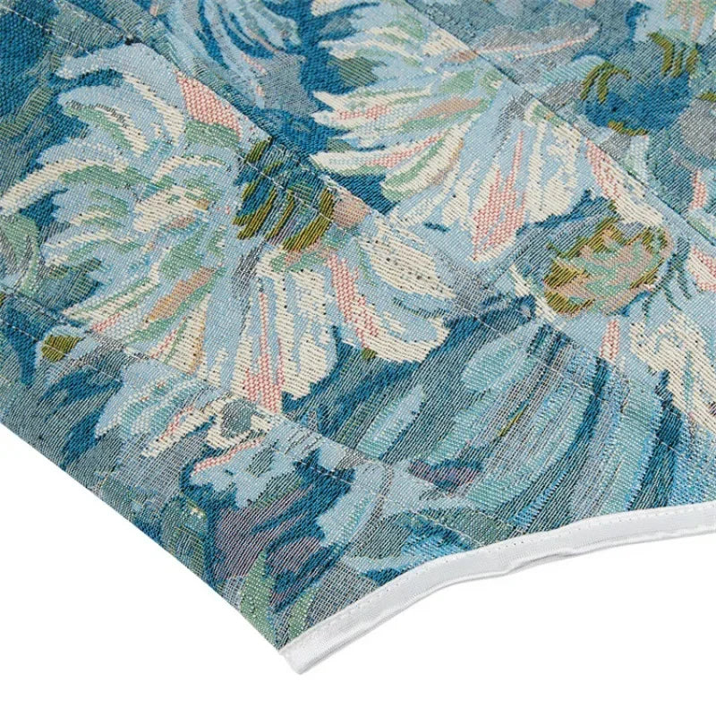 Vintage Blue Floral Overbust Corset Crop Top Lace-Up Boned Bustier