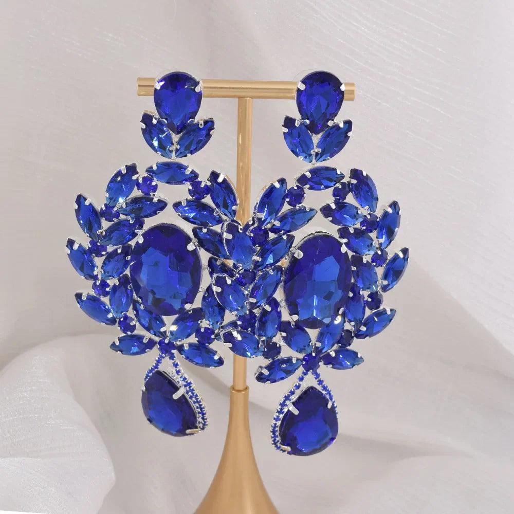 Oversized Glass Gemstone Drop Earrings | 4.7-Inch