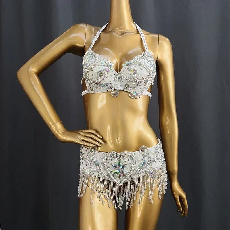 Beaded Crystal Bra & Belt Set