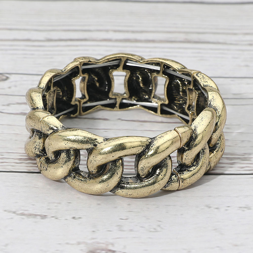 Boho Bold Chunky Metal Chain Stretch Bracelet