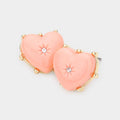 Rhinestone Centered Resin Heart Stud Earrings