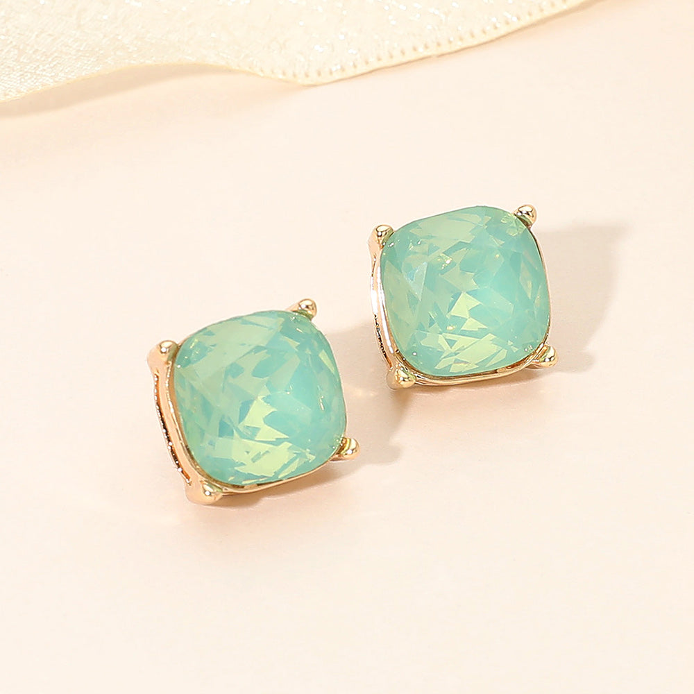 Women's Square Cushion Stud Earrings