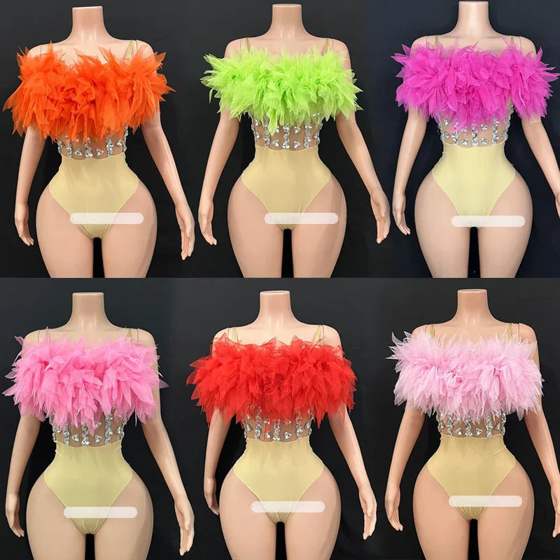 Feather & Rhinestone Festival Bodysuit