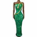 Emerald Snake Rhinestone Gown