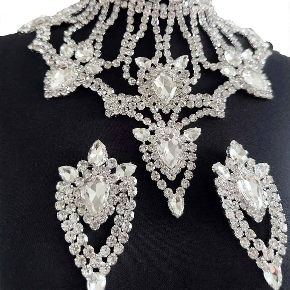Oversized Gemstone Necklace & Earrings Set