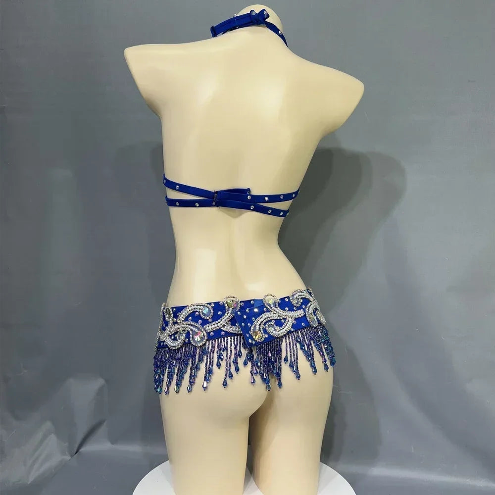 Beaded Crystal Bra & Belt Set