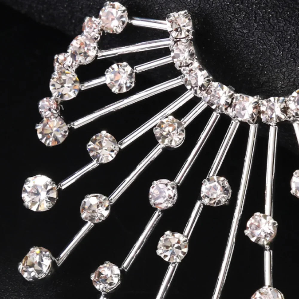 Crystal Fan Statement Earrings