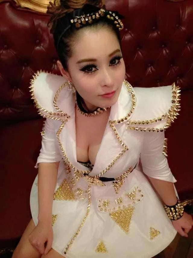 White Studded Faux-Leather Festival Set