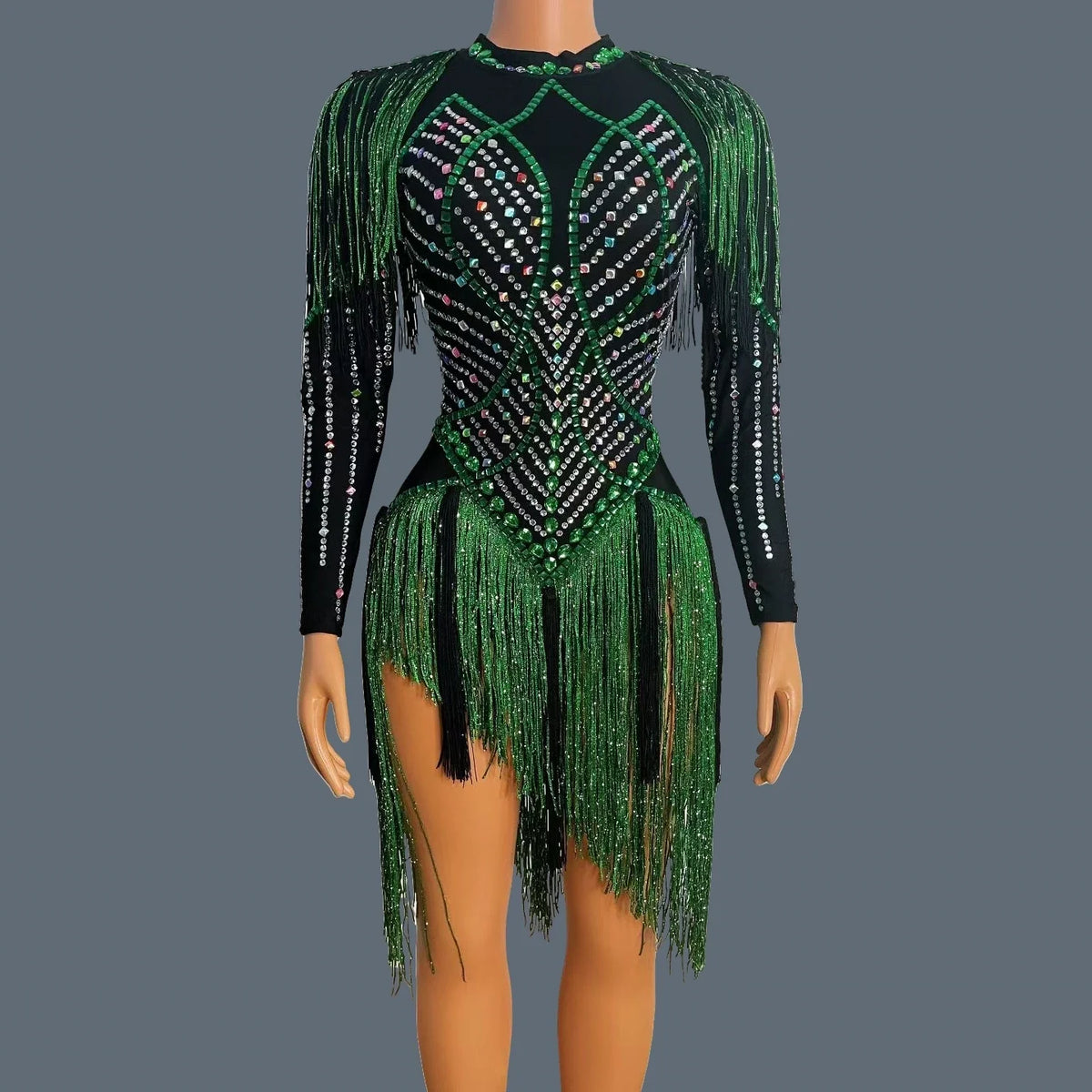 Rhinestone Tassel Fringe Festival Mini Dress