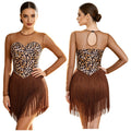 Leopard Rhinestone Fringe Festival Bodysuit