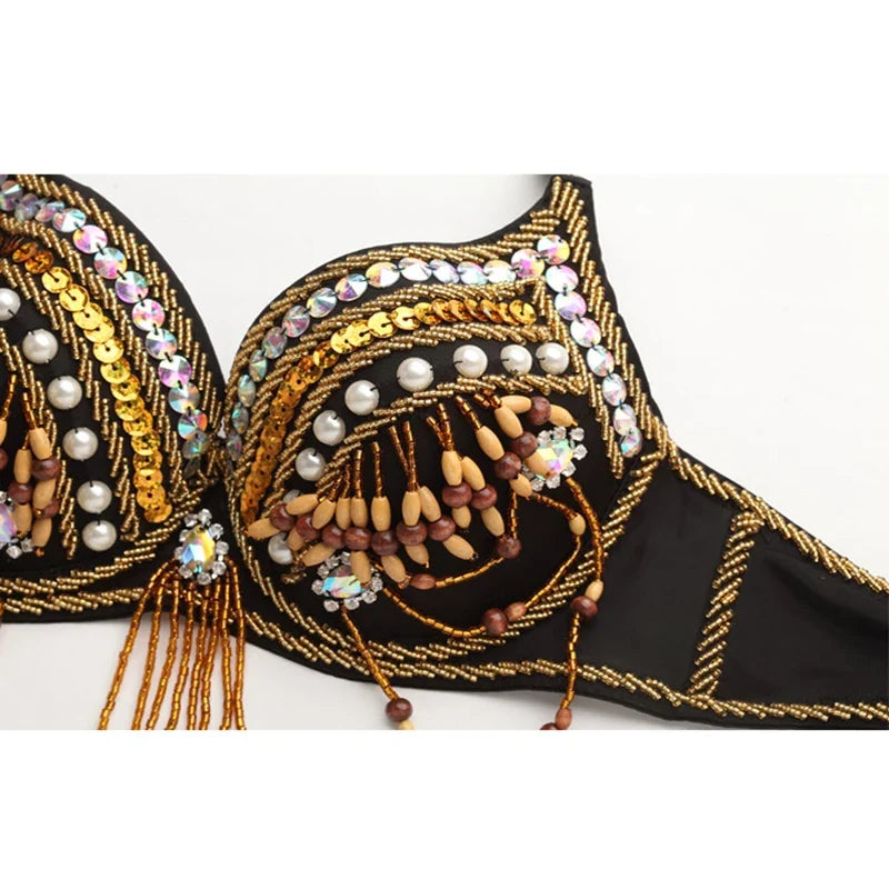 Beaded Bra & Belt Festival Set