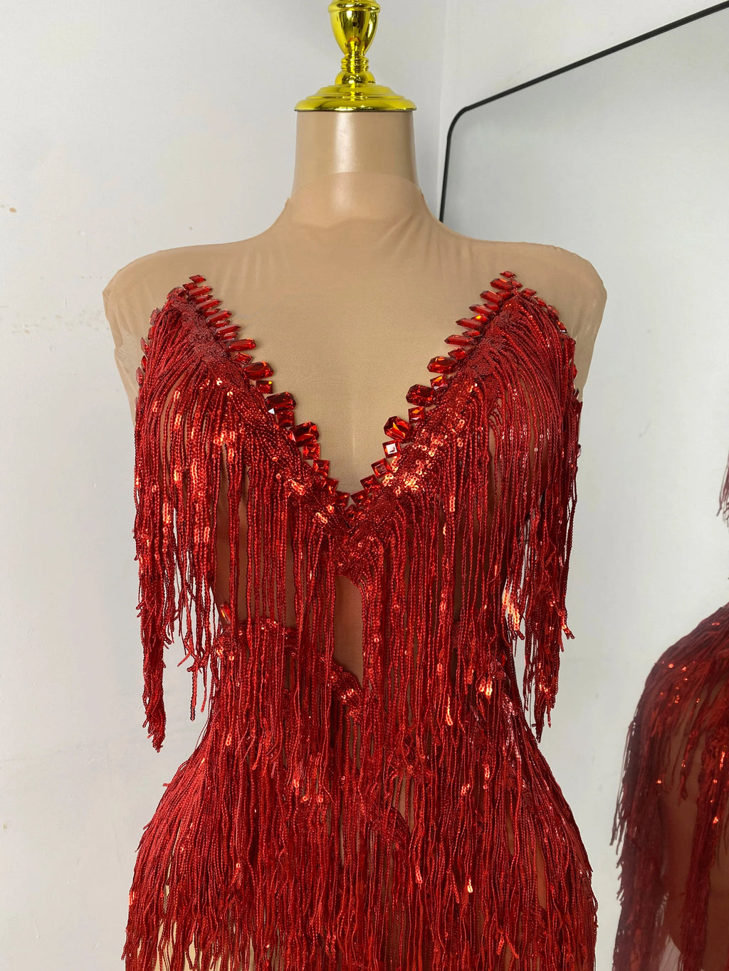 Tassel Fringe Sheer Maxi Dress