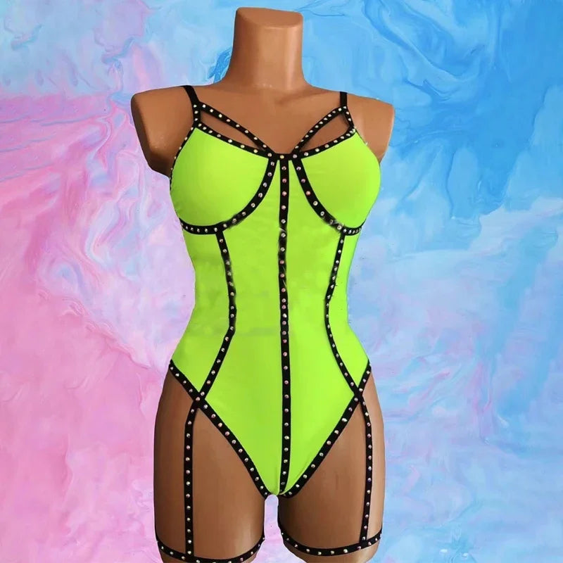 Crystal Gogo Rave Bodysuit