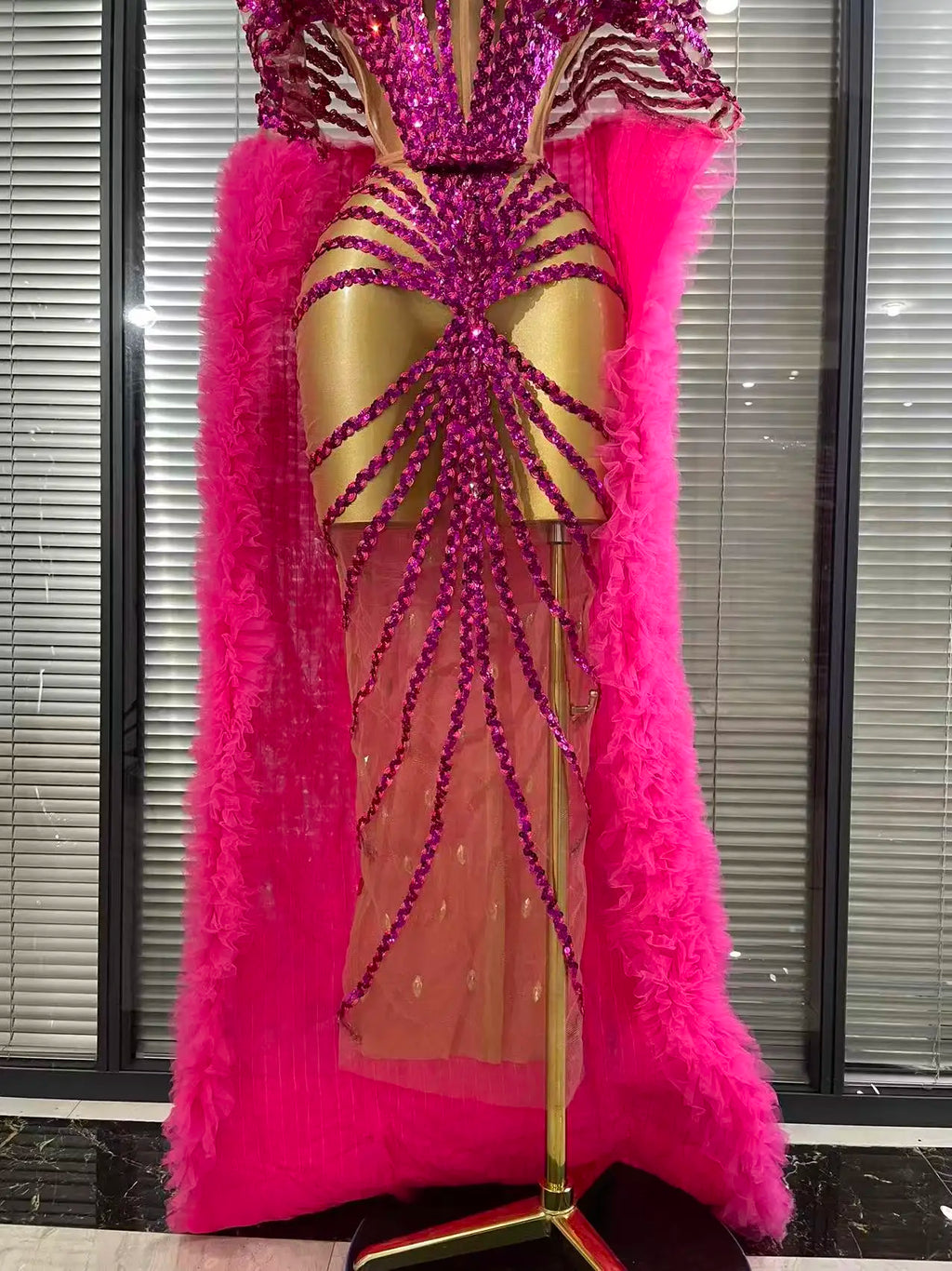 Sequin Ruffle Festival Cape Dress