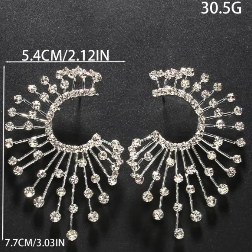 Crystal Fan Statement Earrings