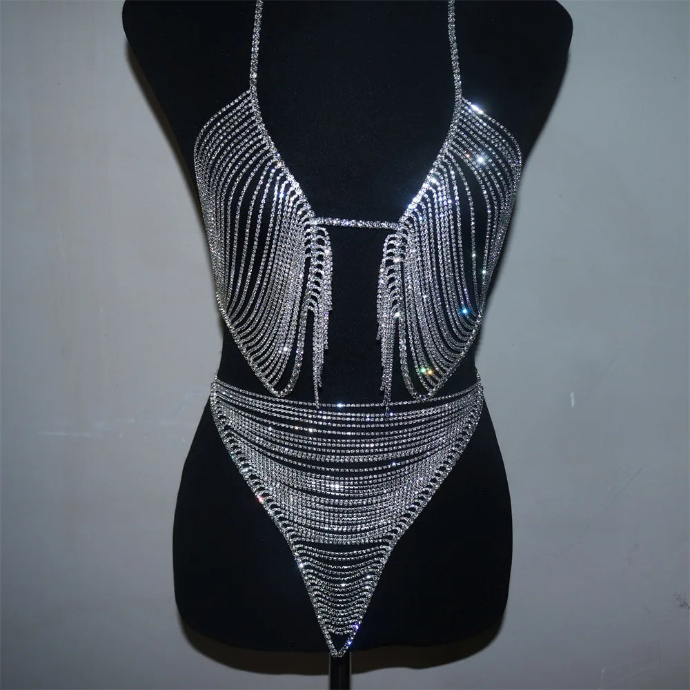 Crystal Tassel Body Chain Set
