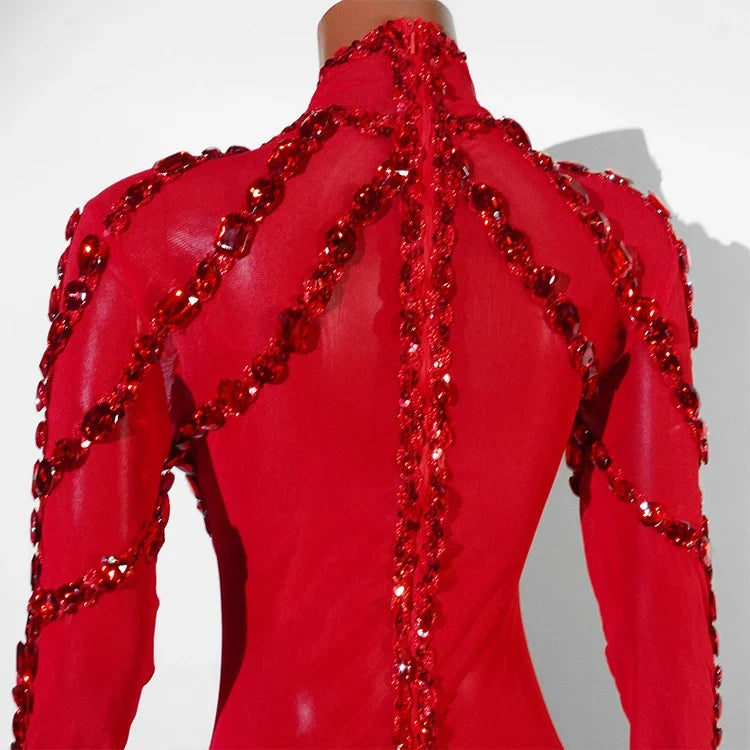 Rhinestone Mesh Festival Jumpsuit Set