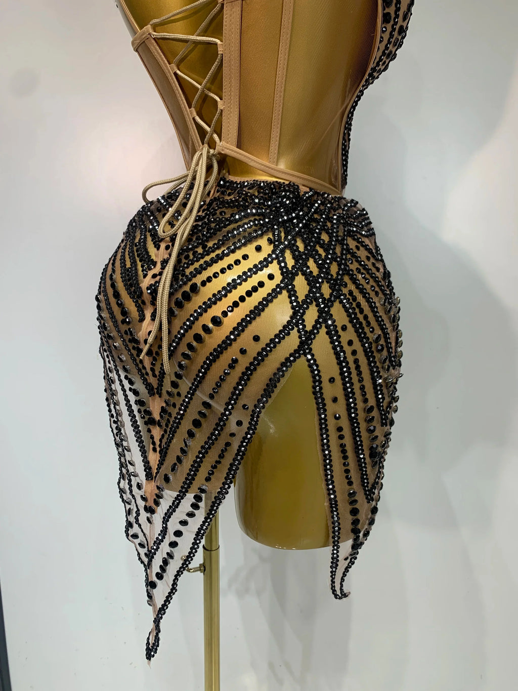 Rhinestone Mesh Strapless Festival Mini Dress