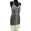 Crystal Tassel Body Chain Mini Dress