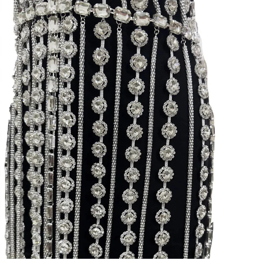 Crystal Tassel Body Chain Mini Dress