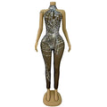 Black Rhinestone Mesh Performance Jumpsuit | Stagewear