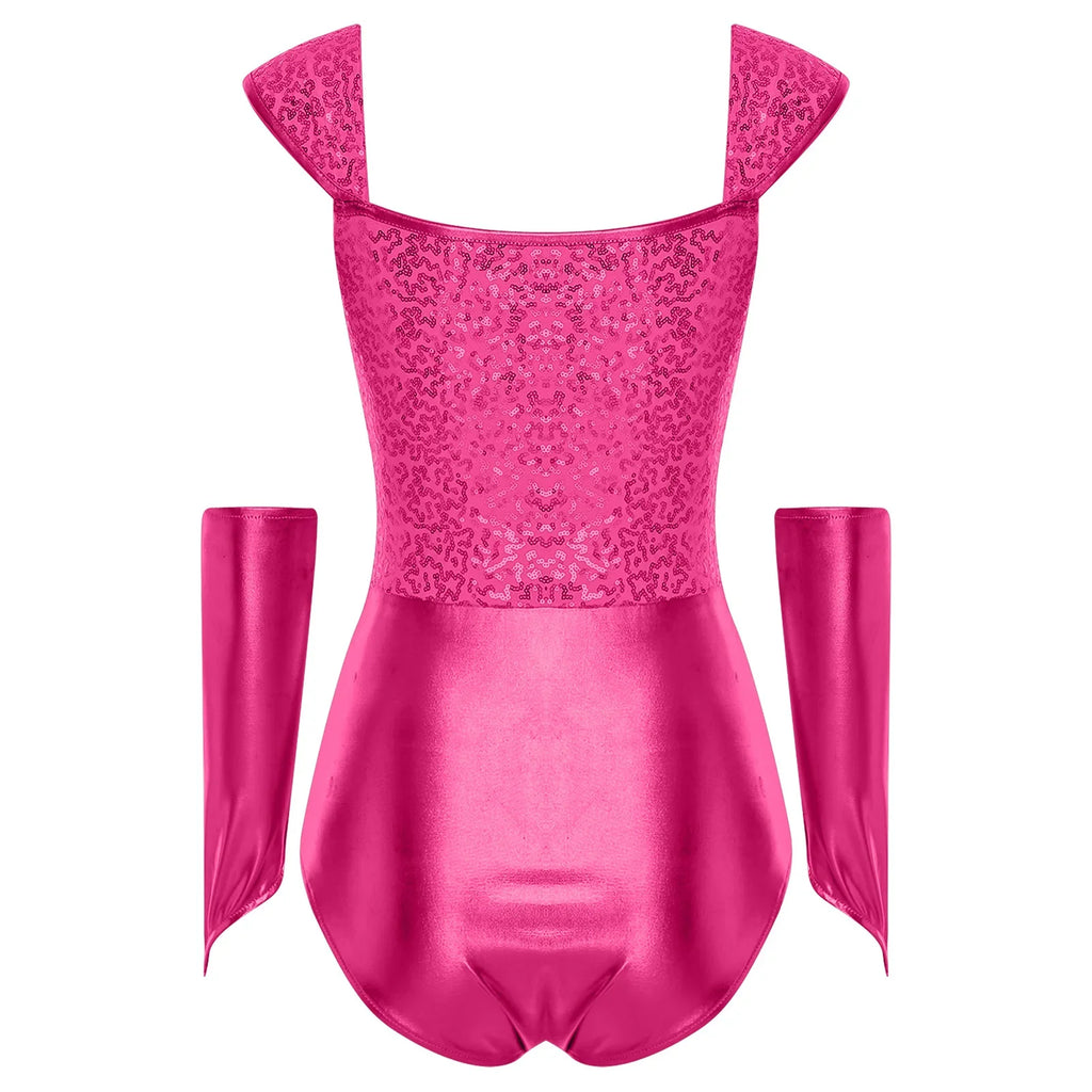 Metallic Sequin Festival Bodysuit with Removable Sleeves