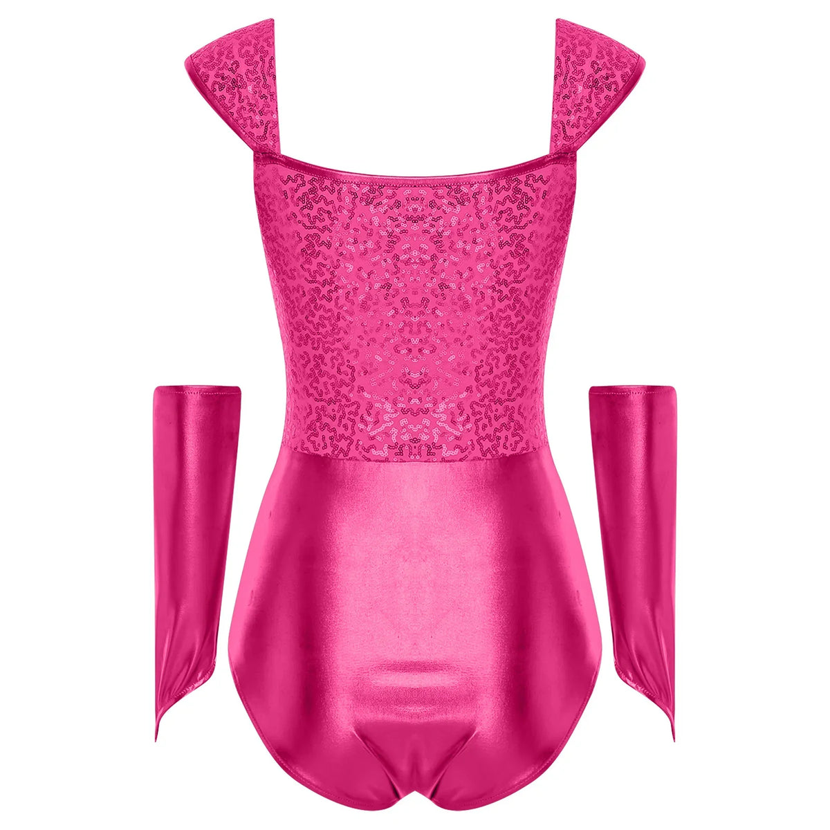 Metallic Sequin Festival Bodysuit with Removable Sleeves