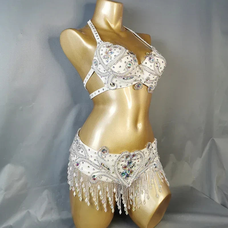Beaded Crystal Bra & Belt Set