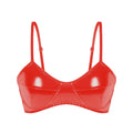 Shiny Faux Leather Halter Bustier Crop Top