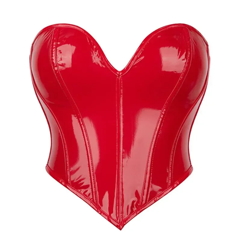 Glossy Faux Leather Corset Top