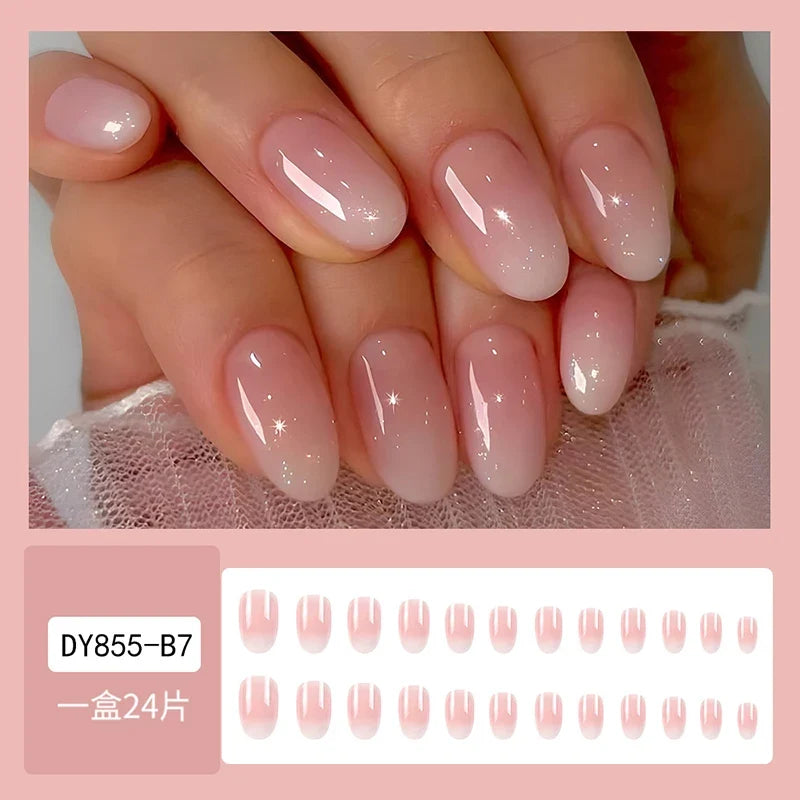 Pink Ombré Press-On Nails | Short Oval, 24 Pieces