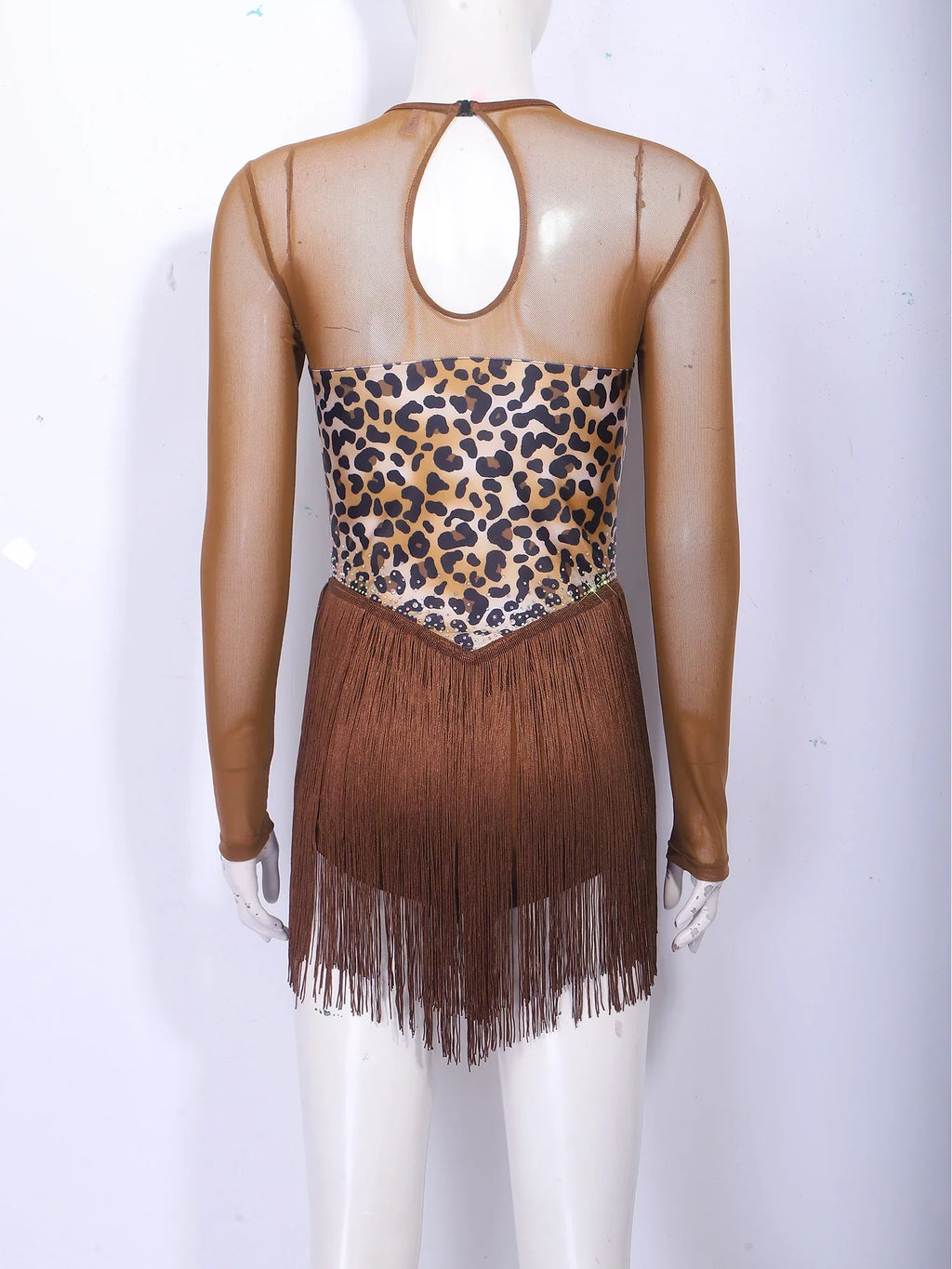 Leopard Rhinestone Fringe Festival Bodysuit