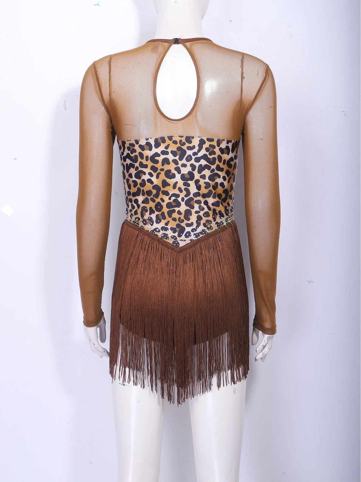 Leopard Rhinestone Fringe Festival Bodysuit