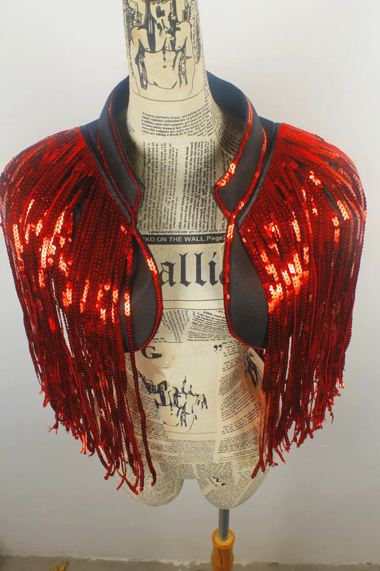 Sequin Fringe Cropped Jacket