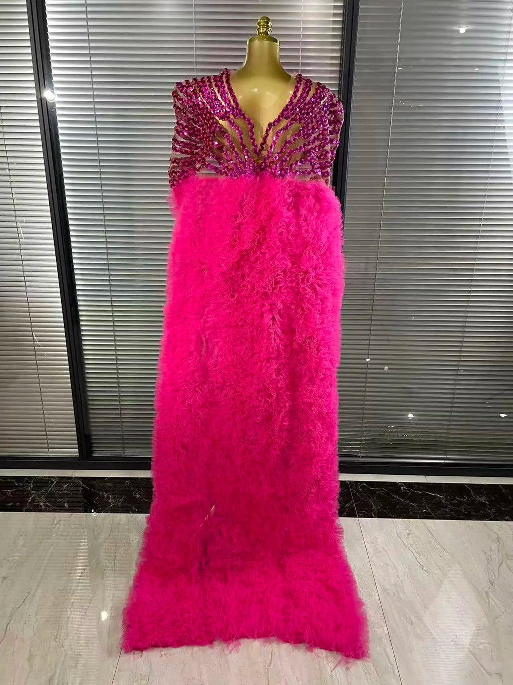 Sequin Ruffle Festival Cape Dress