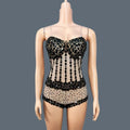 Black Crystal Mesh Rave Bodysuit